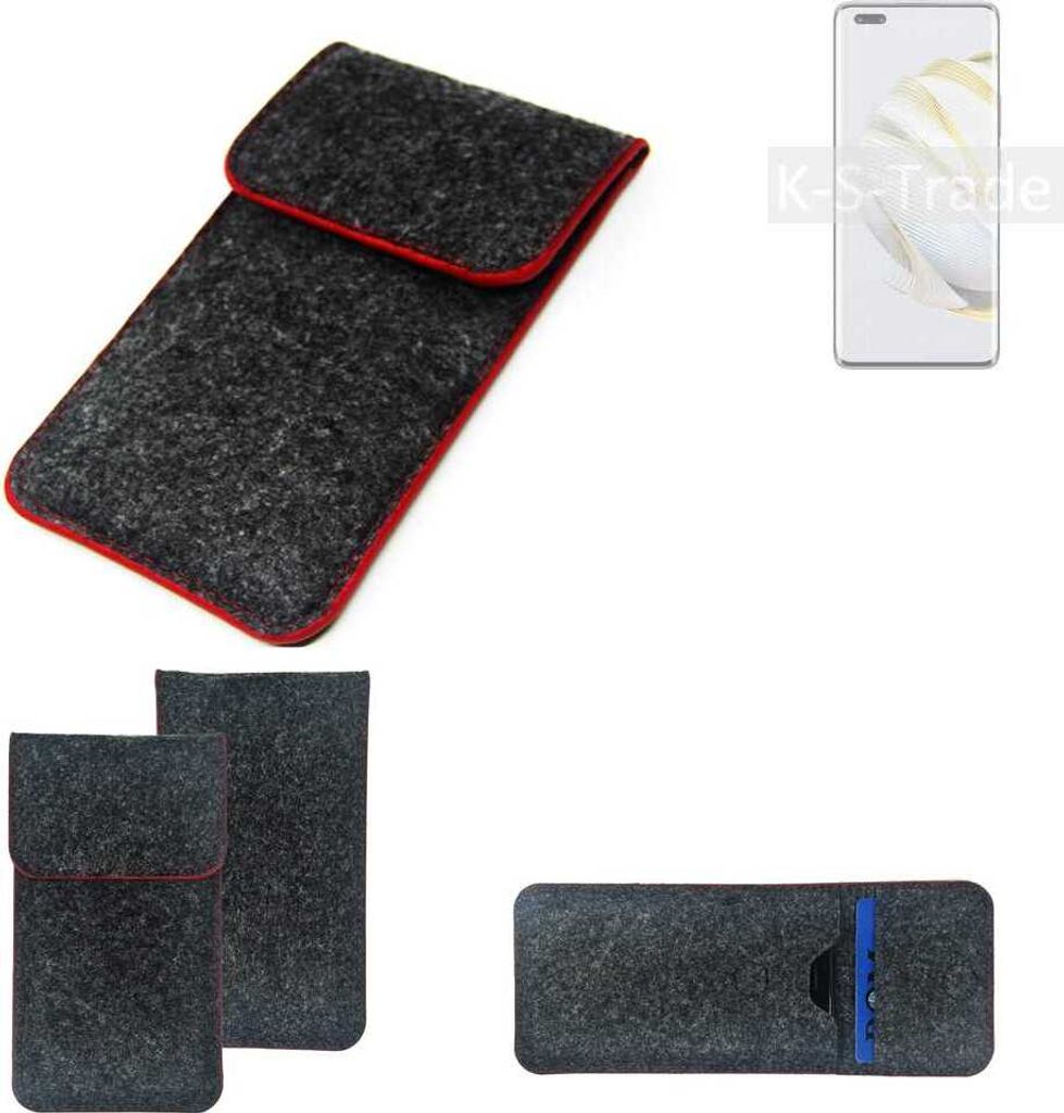 K-S-Trade Handy Schutz Hülle kompatibel mit Huawei nova 10 Pro Schutzhülle Handyhülle Filztasche Pouch Tasche Case Sleeve Filzhülle dunkelgrau