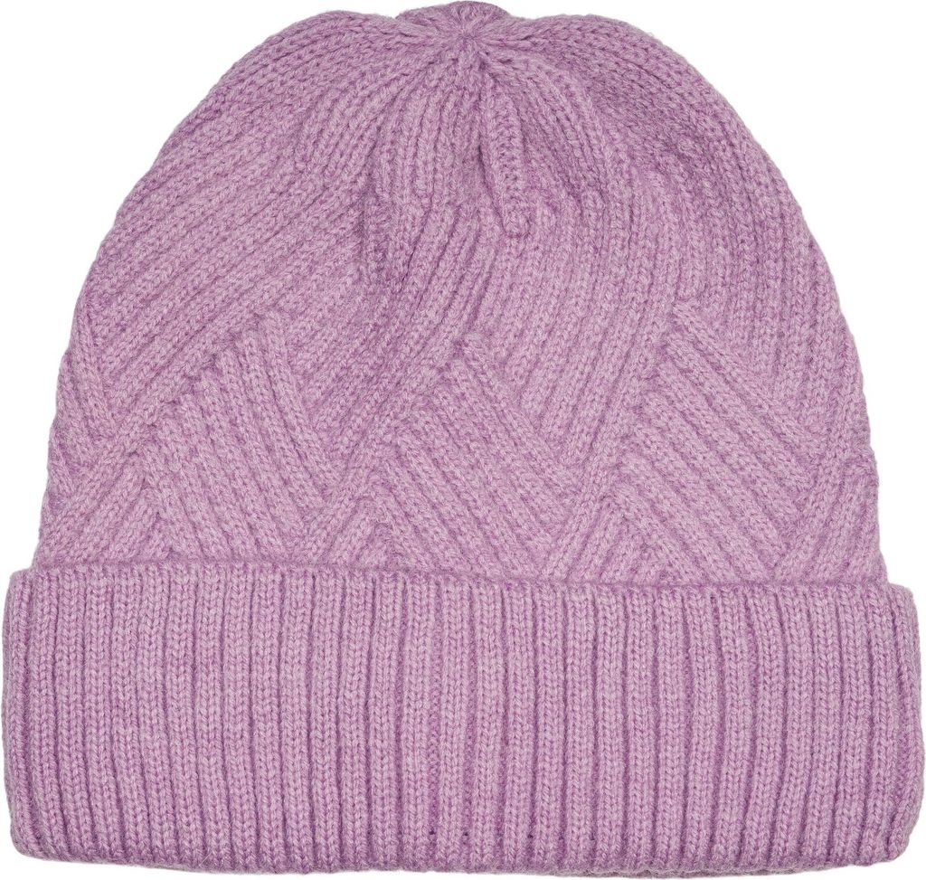 styleBREAKER Damen Strickmütze mit Rautenförmigem Rippmuster und breitem Umschlag, Feinstrick Mütze, Strick Beanie 04024192