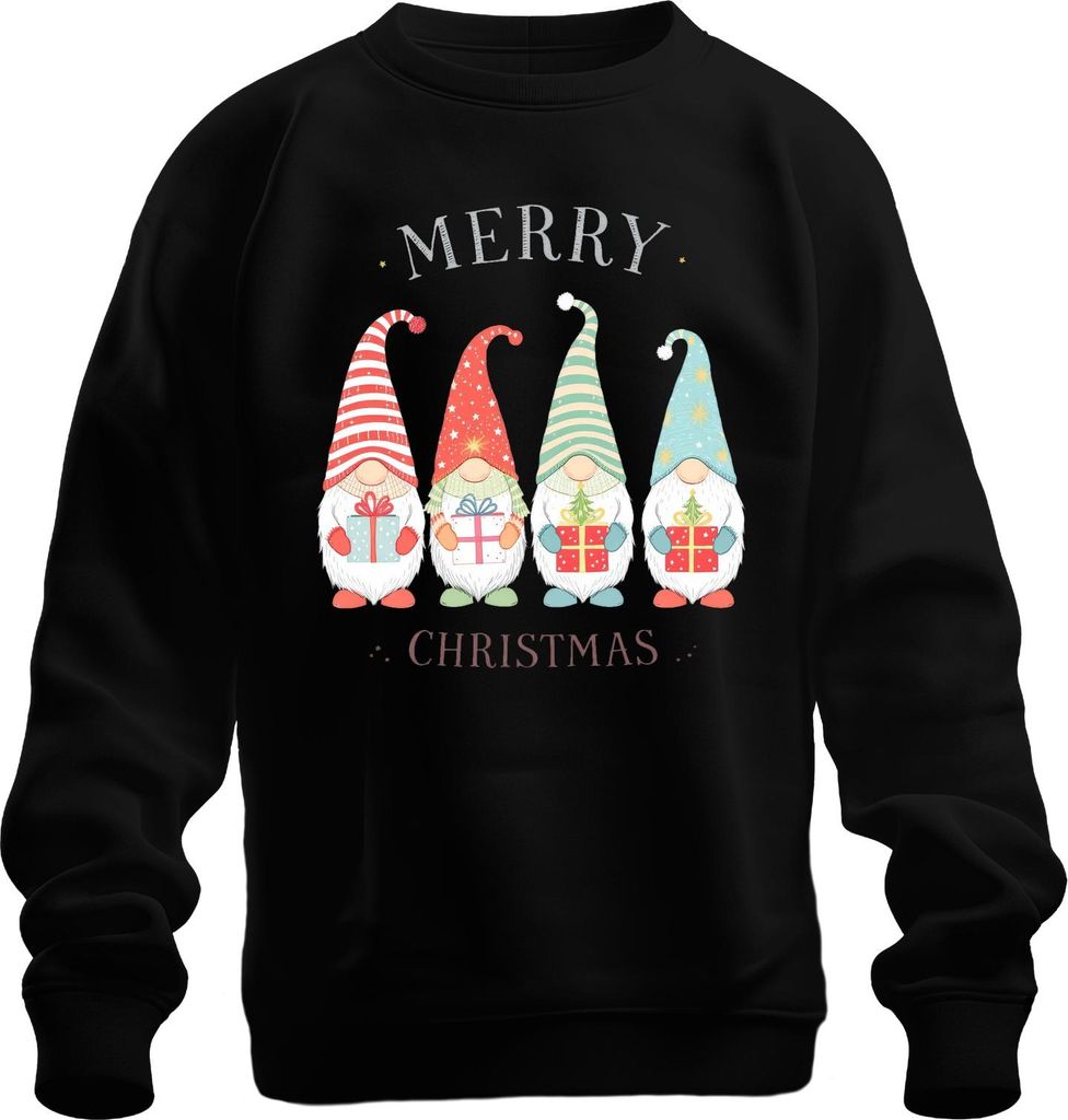 MERRY CHRISTMAS Wichtel Weihnachtswichtel Gnom Geschenke Niedlich Uni Sweatshirt Pullover, Schwarz, XXL