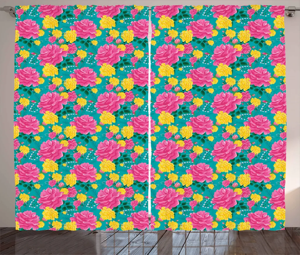 Tenda Rose Romantica ABAKUHAUS 280x245 cm | Soggiorno in Fiore