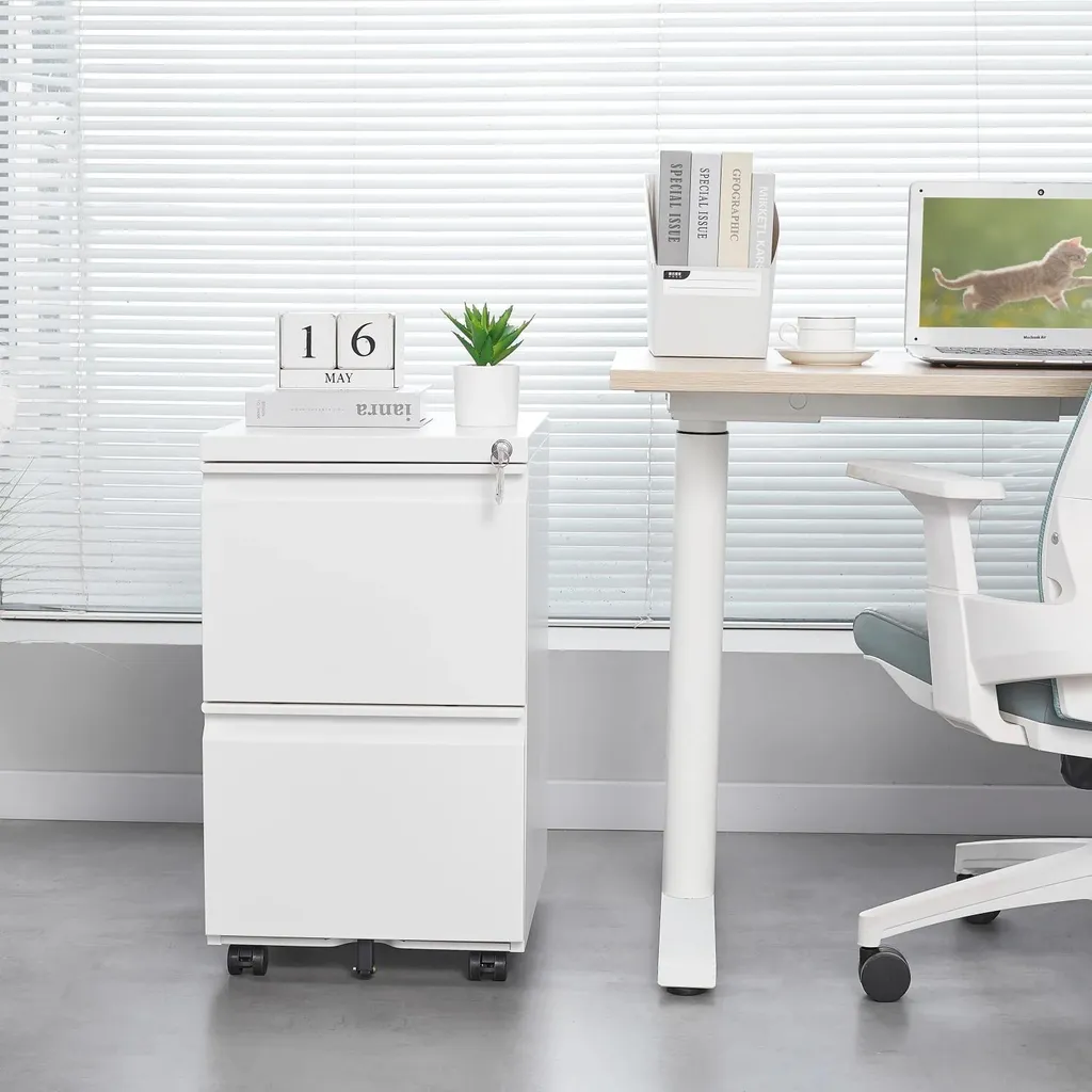 Meuble de rangement bureau : caisson mobile métallique 2 tiroirs