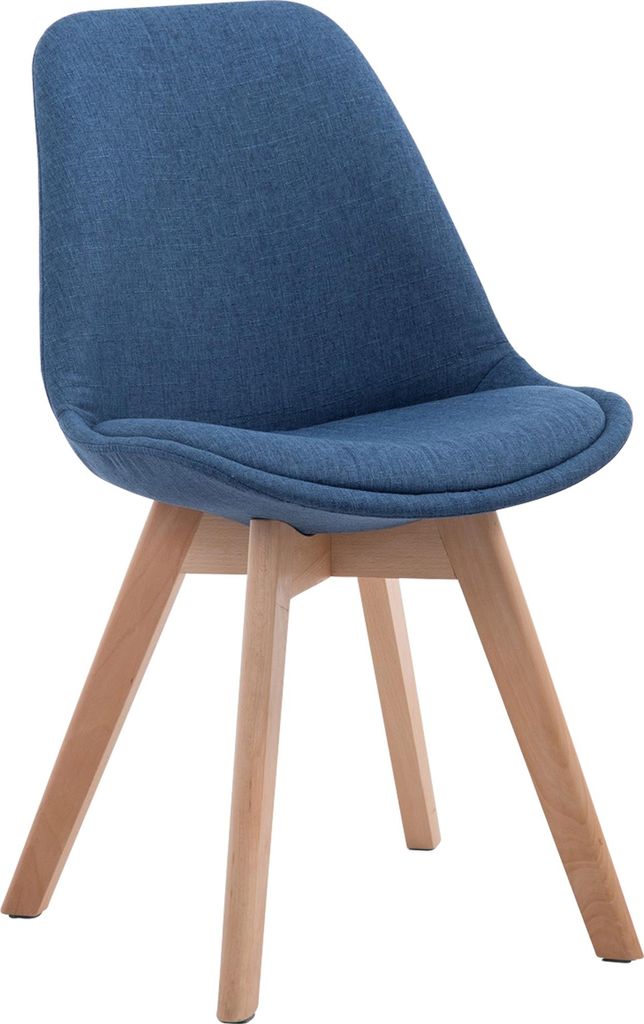 Besucherstuhl LAGOS - Stoff Blau 48x55x84 cm Hellbraun | Besucherstühle Konferenzstuhl Wartezimmerstuhl Bürostühle Bürostuhl Konferenzraum Wart...