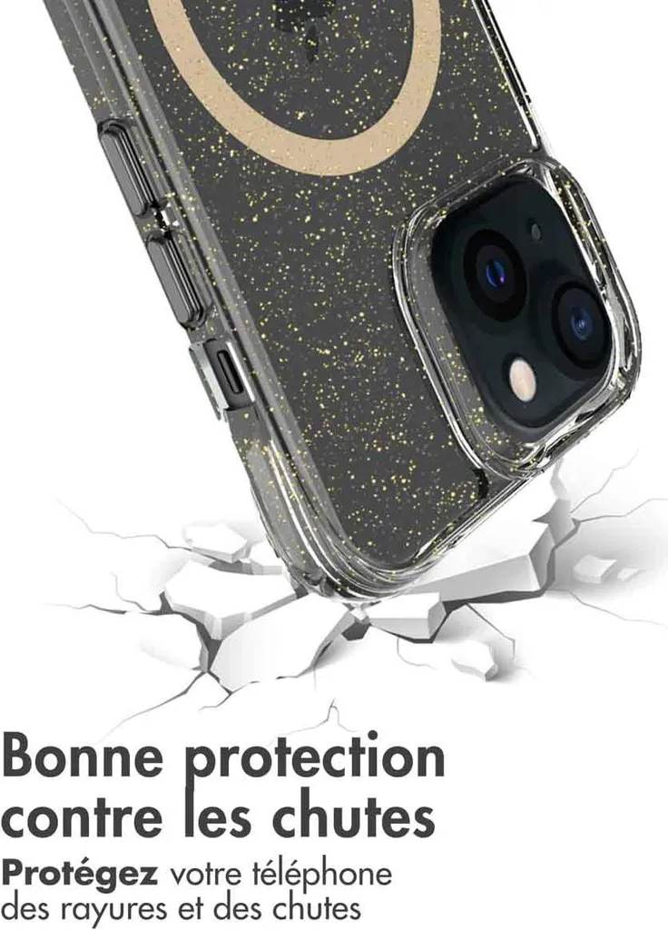 Custodia iPhone 15 MagSafe imoshion Glitter Oro - Trasparente e Robusta - 5