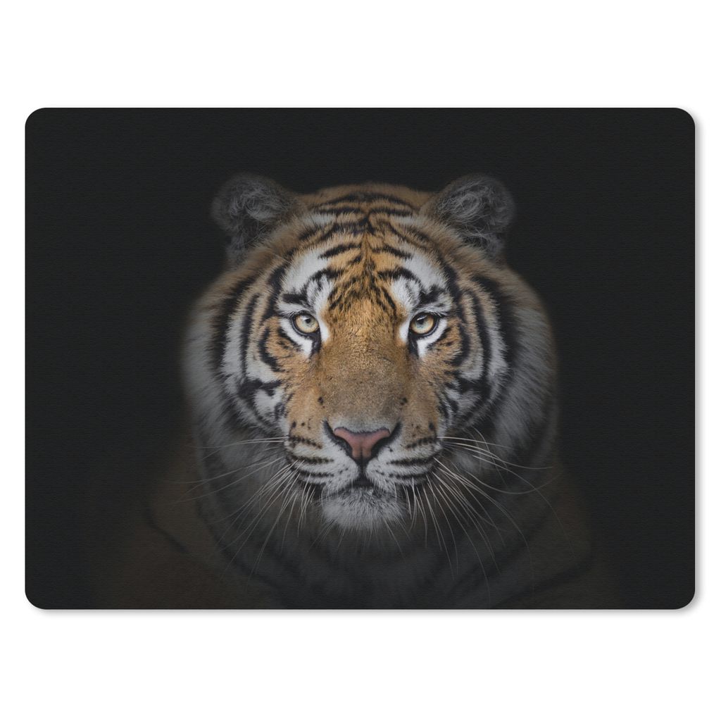 MuchoWow Mauspad Mousepad Tiger - Wildtiere - Porträt - Schwarz - Tiere 23x19 cm - Mousepads - Maus Mat - Pad - Mausunterlage - Schreibtischunte...