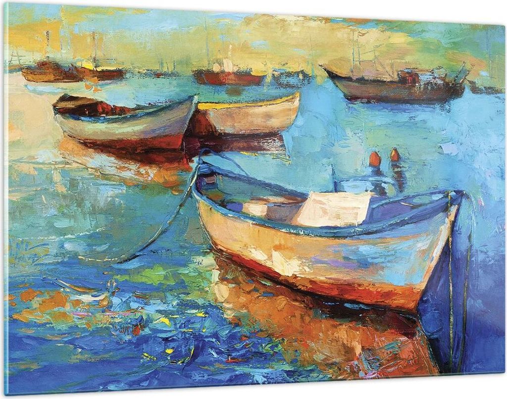 Bilder auf glas - Einteilig - £ódŸ Hafen Bunt - 120x80cm - Glasbilder - Wandbilder - Bilder - zum Aufhängen bereit - Wanddekoration aus Glas - ...