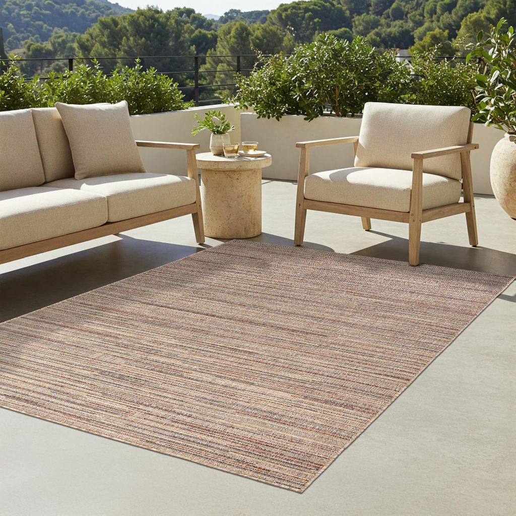Tapiso Teppich YUCANA Outdoor Beige Balkon UV-beständig 140 x 200 cm