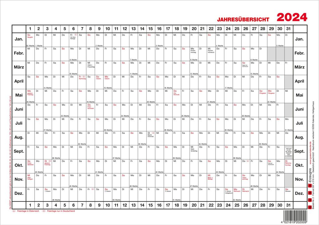 2026 Güss Jahresübersicht A4 4021819202009 Produktbild 