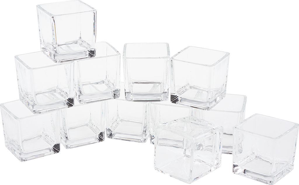 VBS XXL Teelichtgläser Cube 12er Set 110ml 5.5x6.0x5.5 cm Glasbehälter