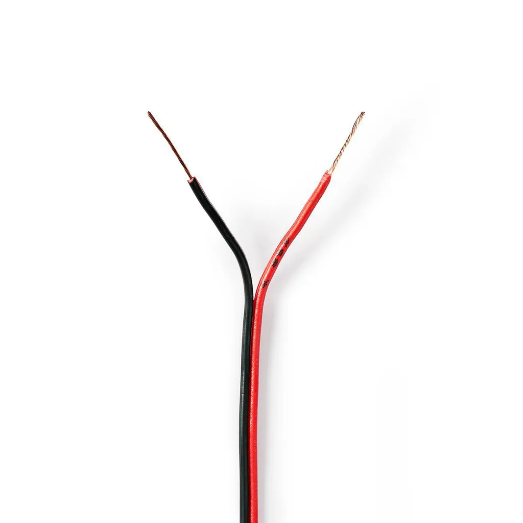 Cavo per altoparlanti | 2x 0,35 mm² | CCA | 100,0 m | Rotondo | PVC | Rosso / Nero | Con etichetta
