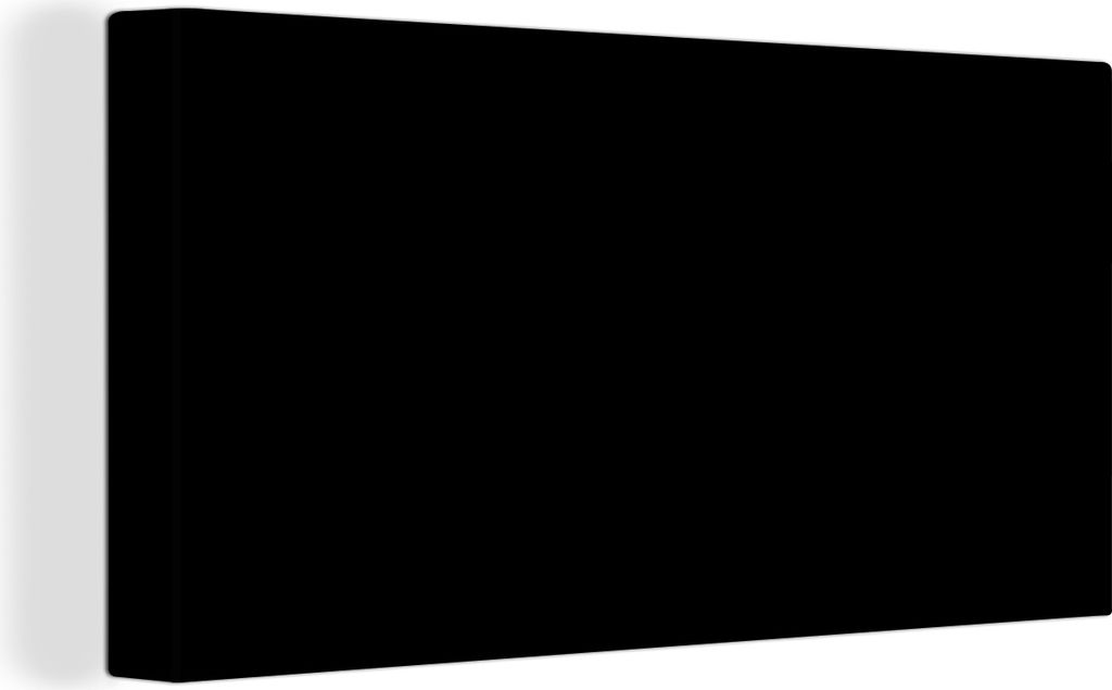 MuchoWow - Leinwandbilder - Schwarz - Einfarbig, Wandbild, Wanddeko Bilder Wohnzimmer, 40x20 cm