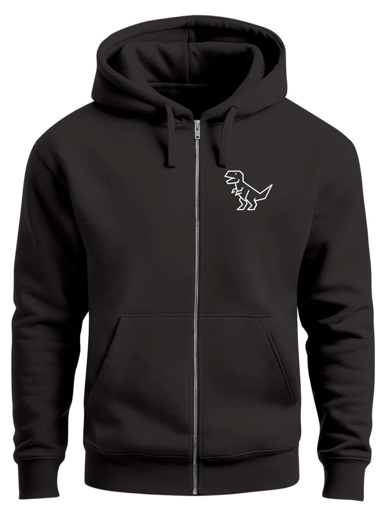 Herren Sweatjacke mit Kapuze Dino Print Dinosaurier T-Rex Logo Zipjacke Zip-Hoodie Männer Fashion Streetstyle Neverless