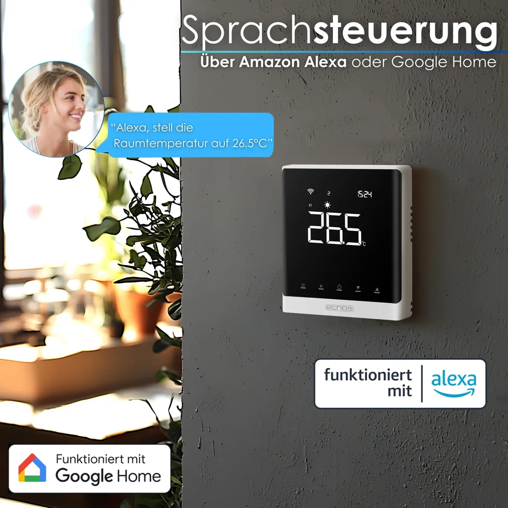 Thermostat Mural Echos Chauffage Sol WLAN Tuya Smart Life Programmable