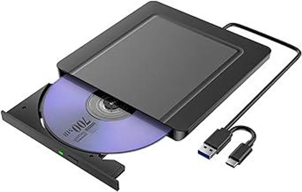 Unità CD DVD esterna, unità CD/DVD USB 3.0 e USB-C ultra sottile, masterizzatore CD DVD +/-RW ROM, unità DVD ottica esterna per laptop, PC, desktop, MacBook, Windows 11/10/8/7/XP/Linux/MacOS
