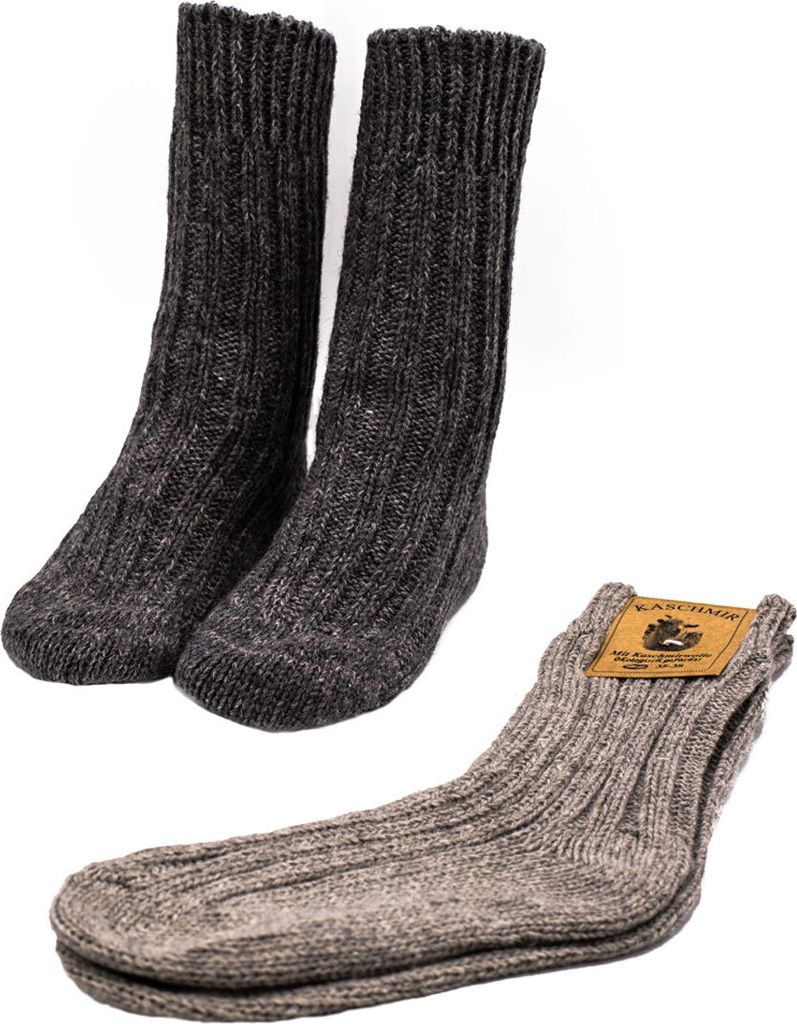 2 Paar dicke Wollsocken oder Stricksocken ökologisch gefärbt Grautöne 47-50
