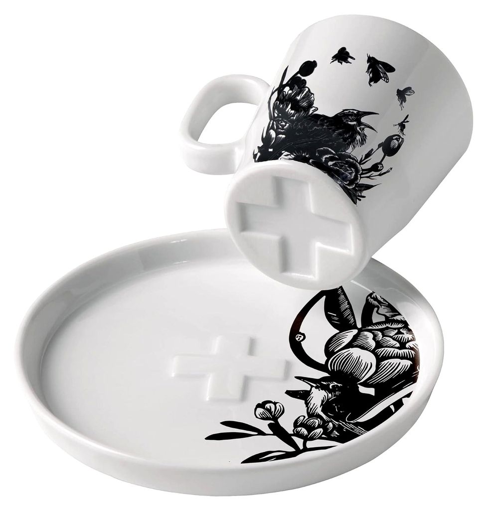 Espresso-Tasse 95 ml - Serie Genussklasse Nr. 1 - Set mit Untertasse, aus Porzellan - Schwarz, Weiß