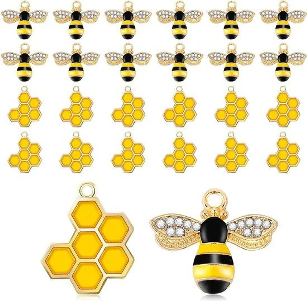Kit 24 Pendentifs Abeille pour DIY Bracelets et Boucles d'Oreilles Enfants