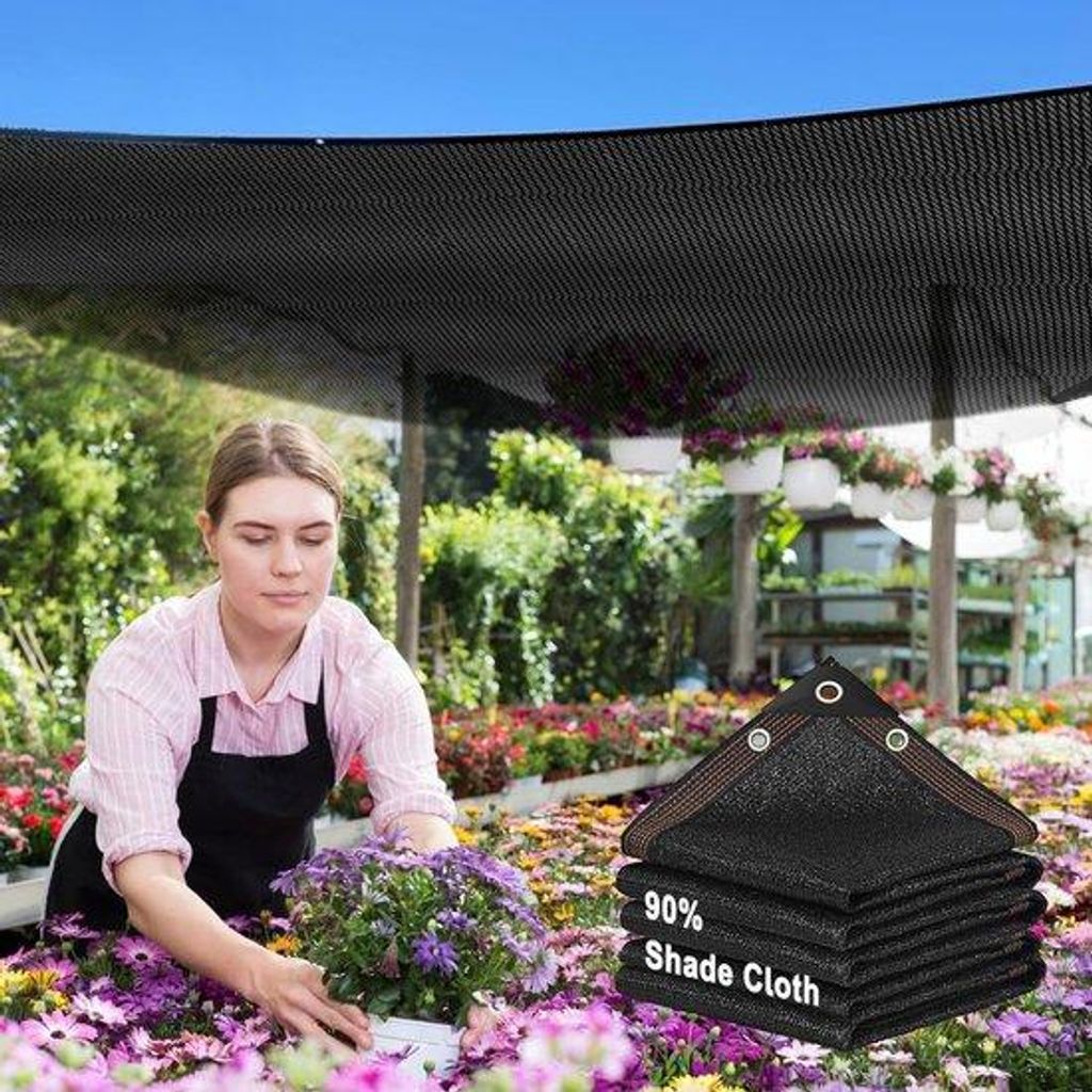 2 Meter schwarz schaduwdoek, langlebiges Sonnenschirm mit Kordel, robuste Gartenzonenschirm