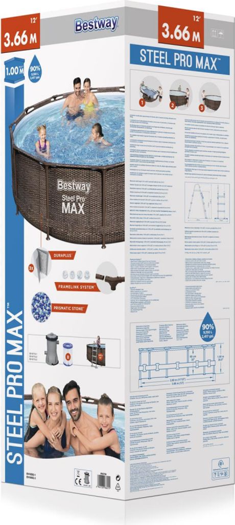 Bestway Steel Pro MAX Frame Pool Komplett-Set 366 x 100 cm Produktbild 3