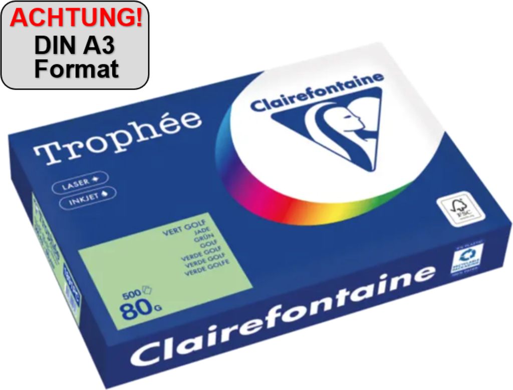 Clairefontaine Kopierpapier 1891PC A3 80g grün 500Bl