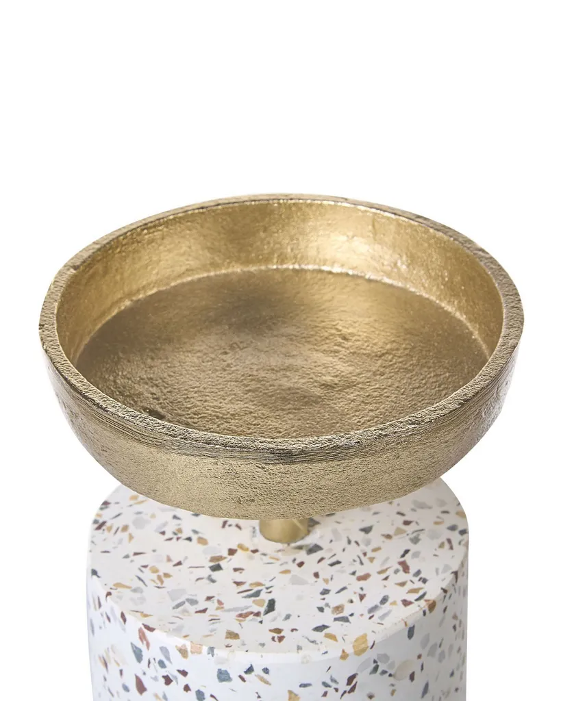 Set de 2 Bougeoirs de Table pour Dîner Romantique Or et Terrazzo