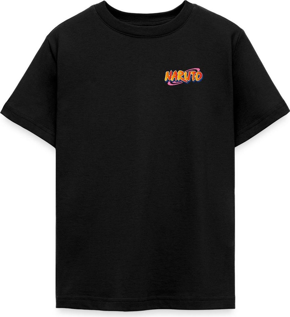 Spreadshirt Naruto Brustlogo Und Charaktere Um Naruto Teenager T-Shirt, 152/164 (12-14 Jahre), Schwarz