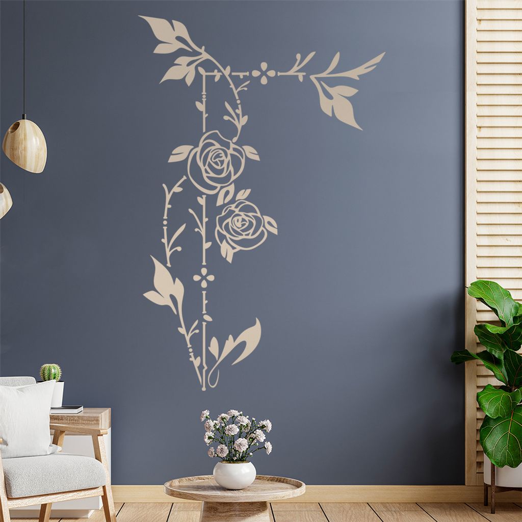 Rosenranke - Linien Wandtattoo in 6 Größen - Wandaufkleber Wall Sticker - Dekoration, Küche, Wohnzimmer, Schlafzimmer, Badezimmer