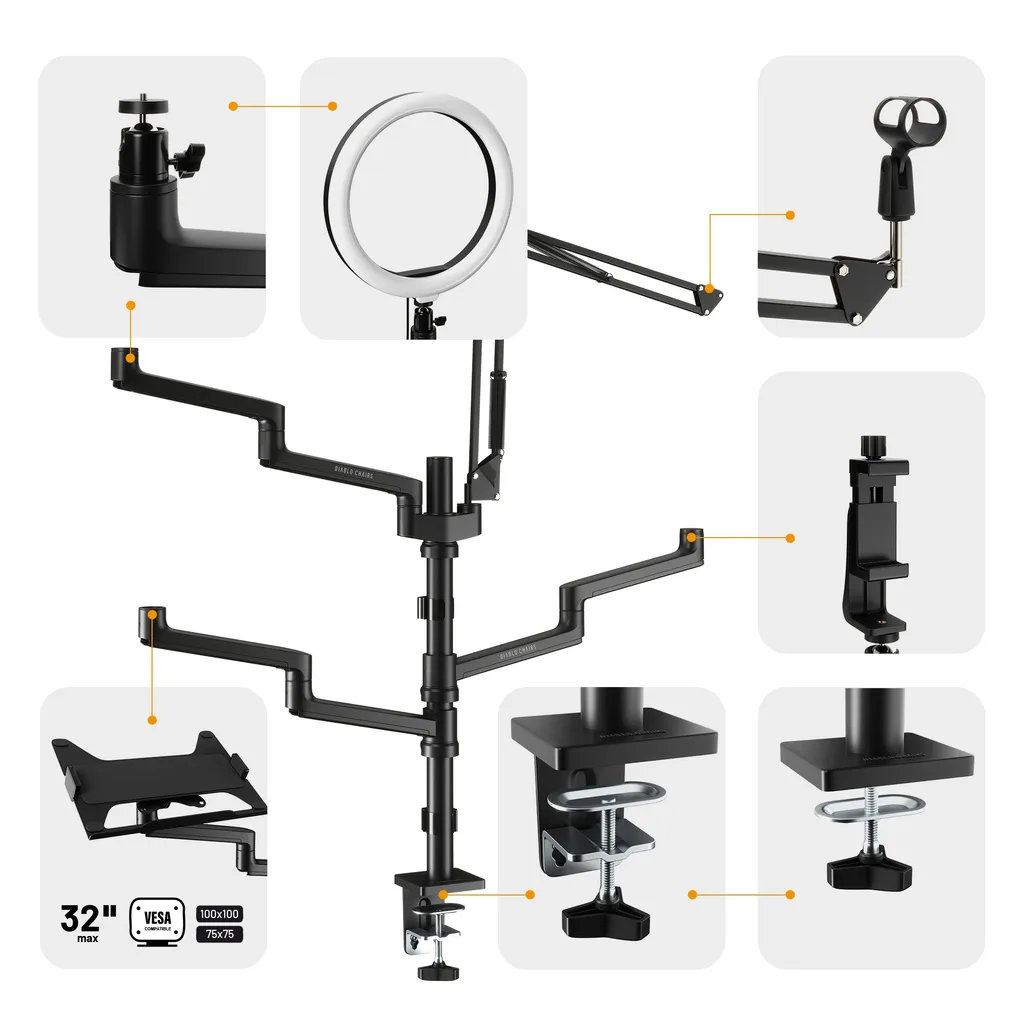 Pack vlogging complet avec support téléphone et lampe LED circulaire - 2