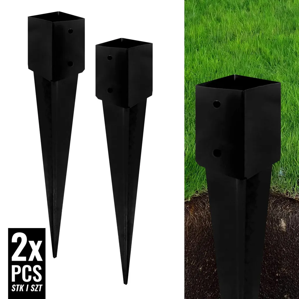 Adgo Lot de 2 Ancrages à Enfoncer 120x750 mm pour Poteaux de Jardin