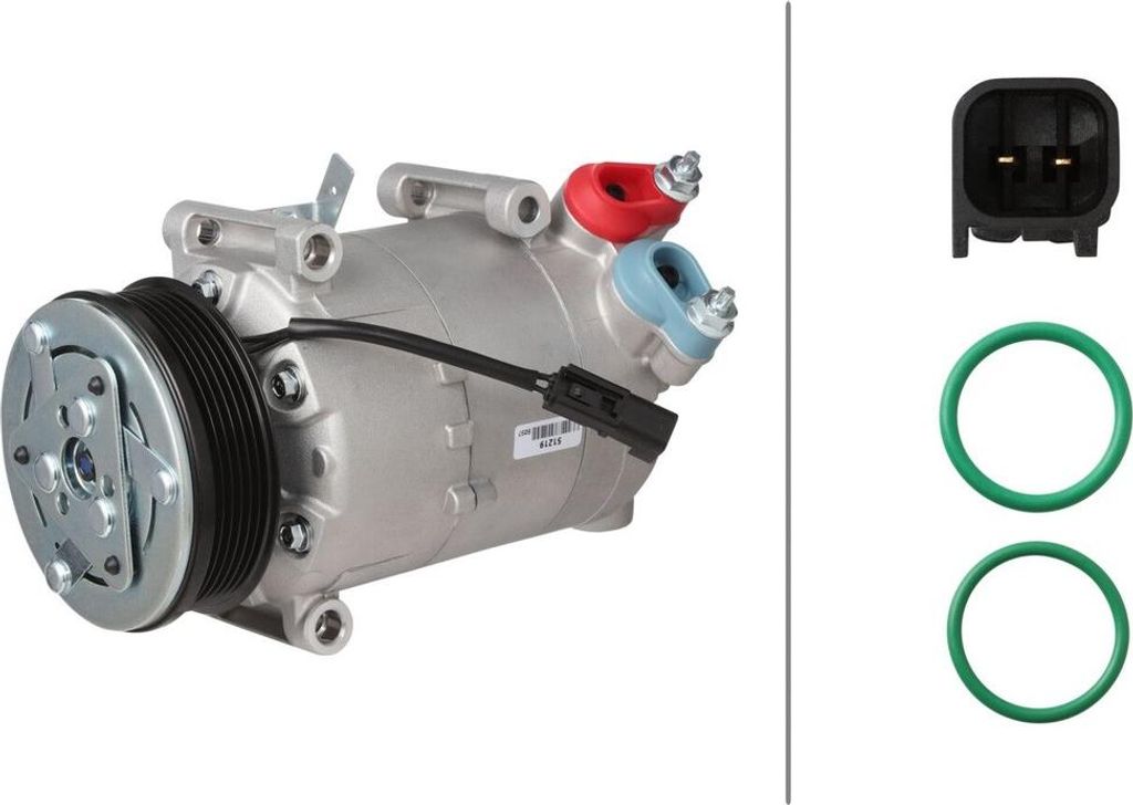 Klimakompressor 12 V Ø 108 mm HELLA Thermo-Expertise passend für u.a. FORD KUGA