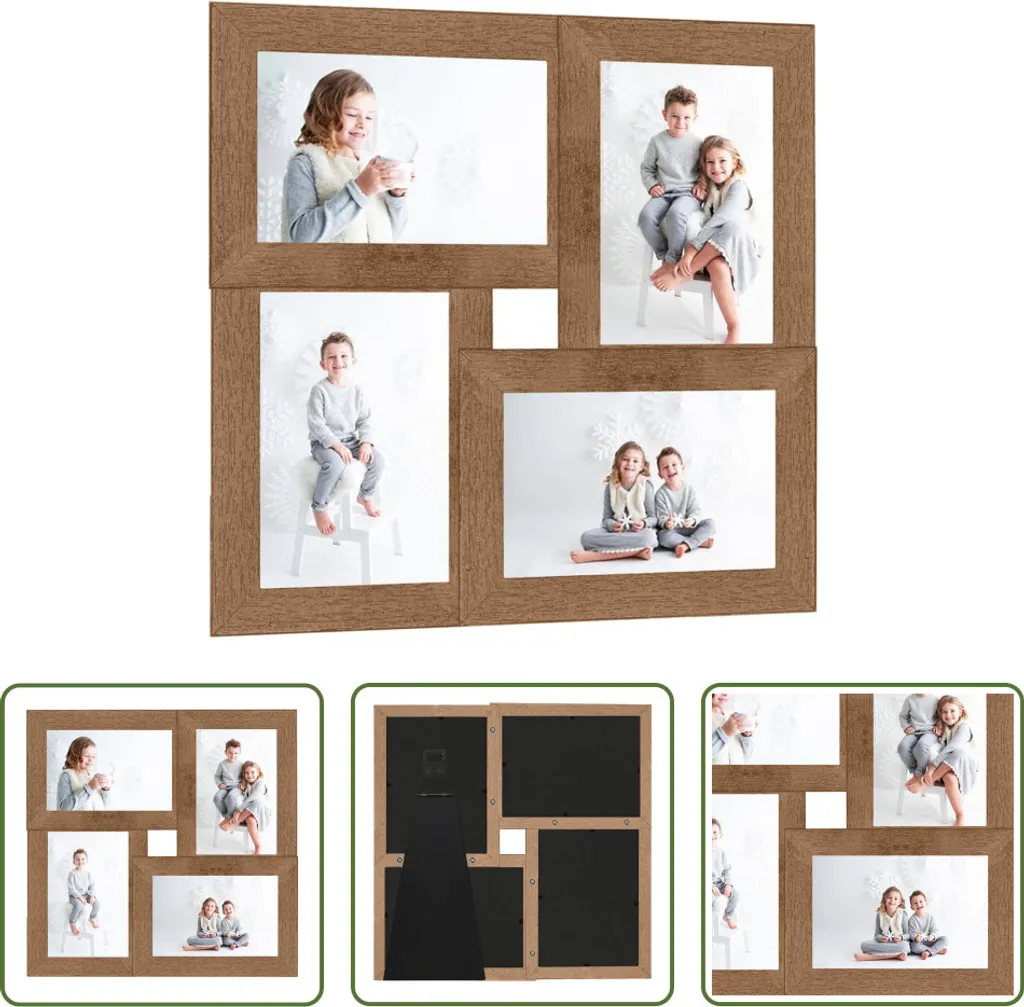 Set Regalo 4 Cornici Foto 13x18 MDF - Ricordi in Marrone Chiaro