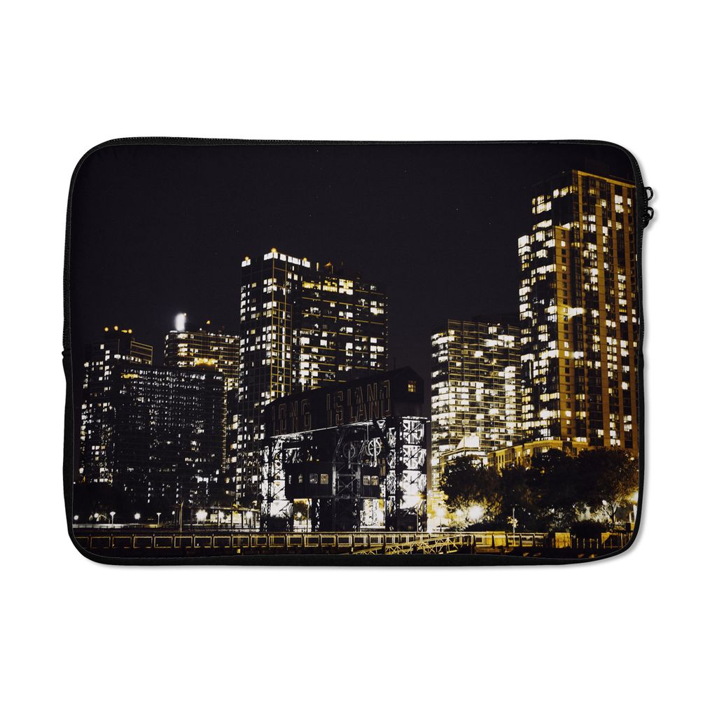 MuchoWow Laptop Hülle 13 Zoll New York - Bäume - Beleuchtung Laptoptasche - Laptophülle - Sleeve - Rundumschutz
