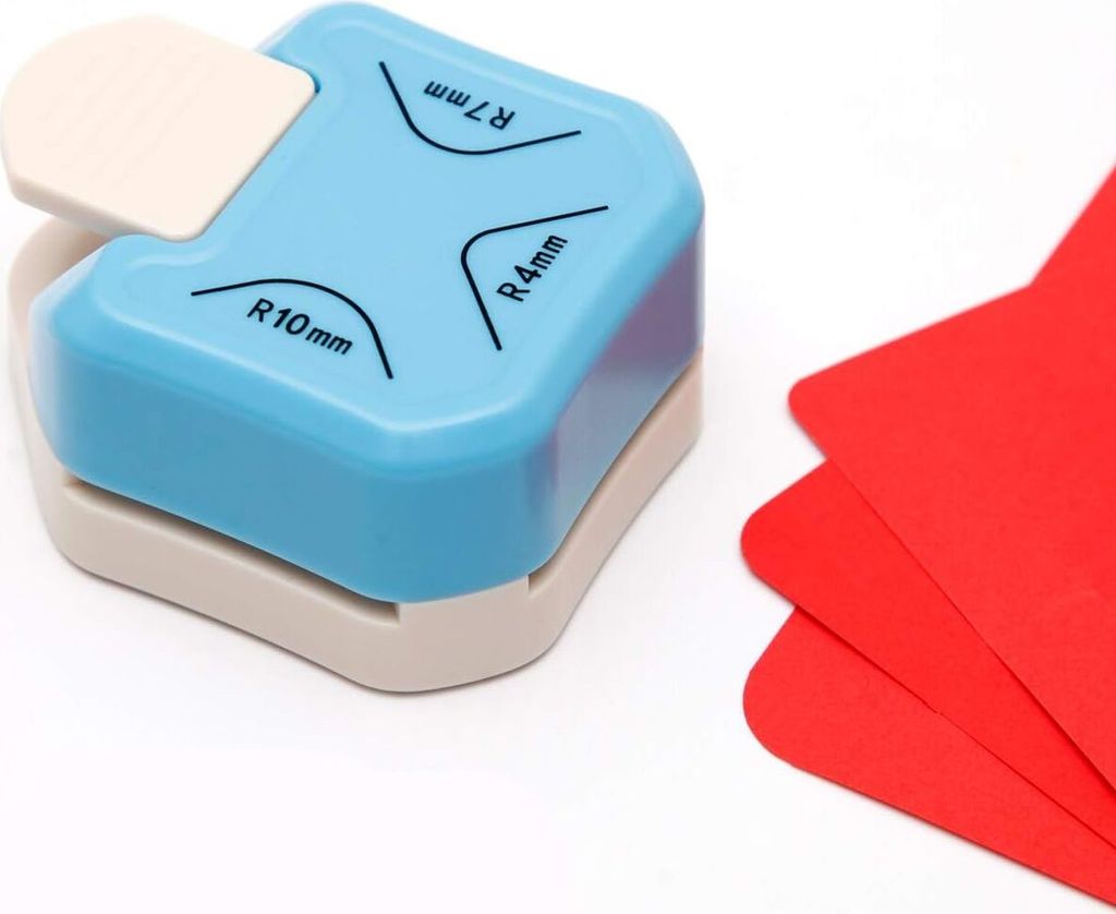 Eckenrunder für Papier, 3-in-1 (R4 mm + R7 mm + R10 mm), Eckenstanzer für Papierarbeiten, Eckenschneider, Stanzbrett für Briefumschläge, Locher...