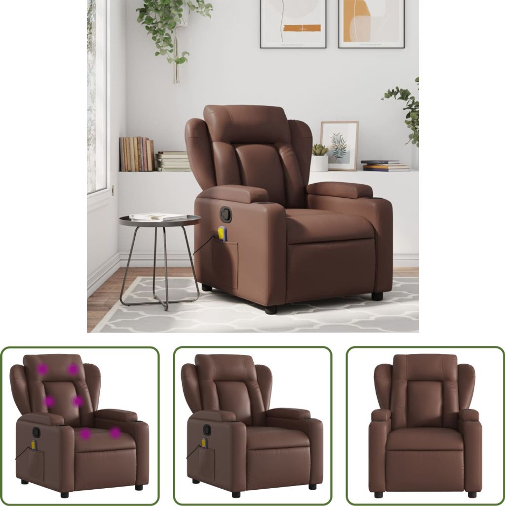 The Living Store Massagesessel Braun Kunstleder