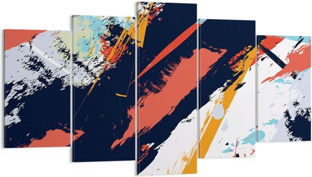 Bild auf Leinwand - Leinwandbild - 5 Teile - Abstraktion Graffiti Modern - 160x85cm - Wand Bild - Wanddeko - Wandbilder - Leinwanddruck - Bilder - ...