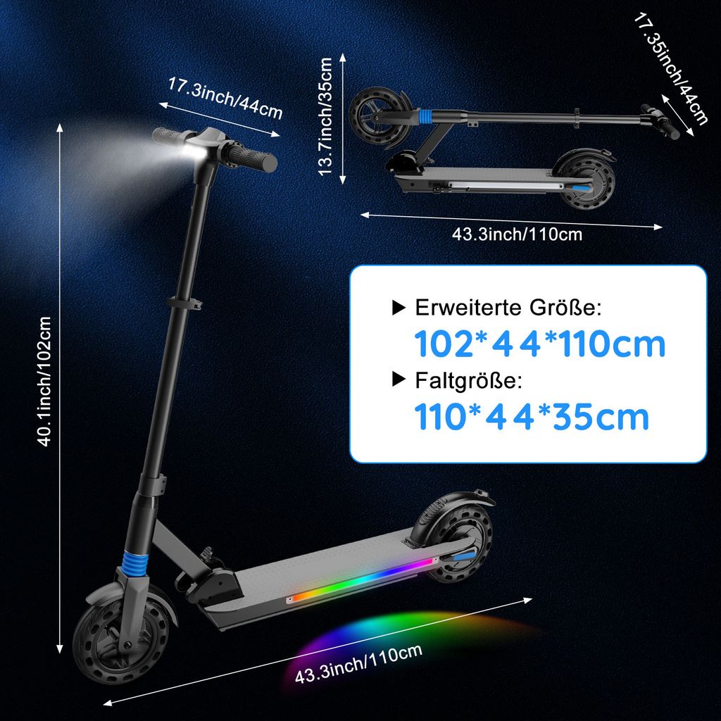 Elektroscooter 8 Zoll Kinder und Jugendliche 12-16 Jahren Produktbild 7