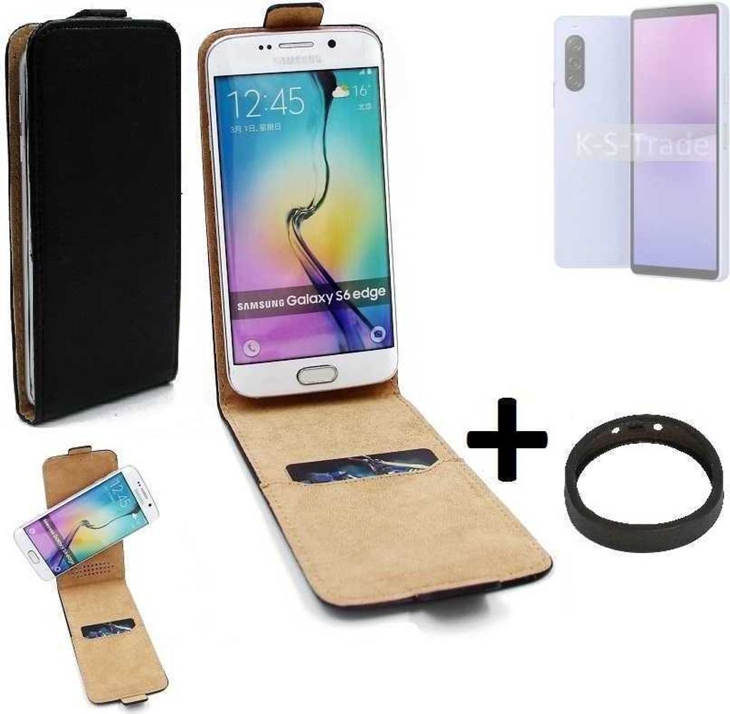 K-S-Trade TOP SET Handyhülle kompatibel mit Sony Xperia 10 V 360° Flipstyle Schutzhülle Smartphone Tasche schwarz + TPU Bumper, Case Hülle Flip