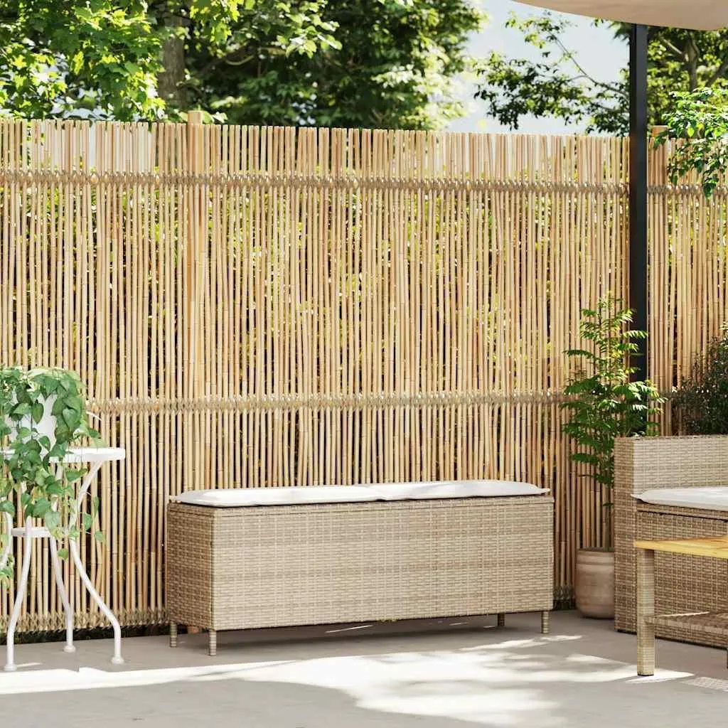 vidaXL Panca da giardino con cuscini Beige 110x30x40,5 cm Poly rattan