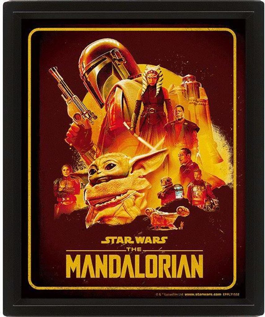 Star Wars: The Mandalorian - Gerahmtes Poster "Montage", 3D PM5905 (25,4 cm x 20,32 cm) (Gelb/Schwarz)