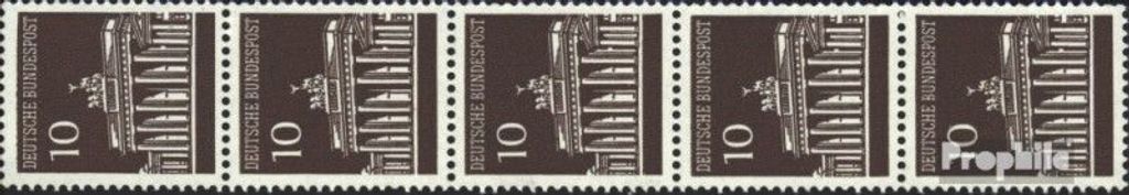 Briefmarken BRD (BR.Deutschland) 1966 Mi 506R Fünferstreifen postfrisch Brandenburger Tor