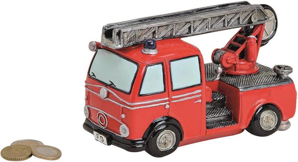 Spardose Feuerwehrwagen aus Poly, B16 x T8 x H10 cm Produktbild 1