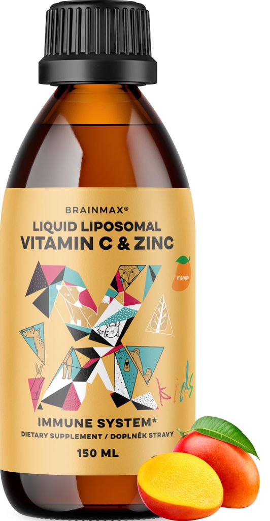 BrainMax KIDS Liquid Liposomal Vitamin C & Zinc, mango, 150 Obrázek produktu 