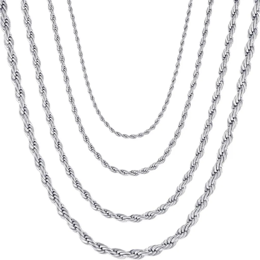 OSTAN Collana Uomo E Donna In Acciaio Inossidabile - Catena A Serpente, Larghezza 5mm, Lunghezza 60cm, Colore Argento, Ipoallergenica, Con Confezione Regalo