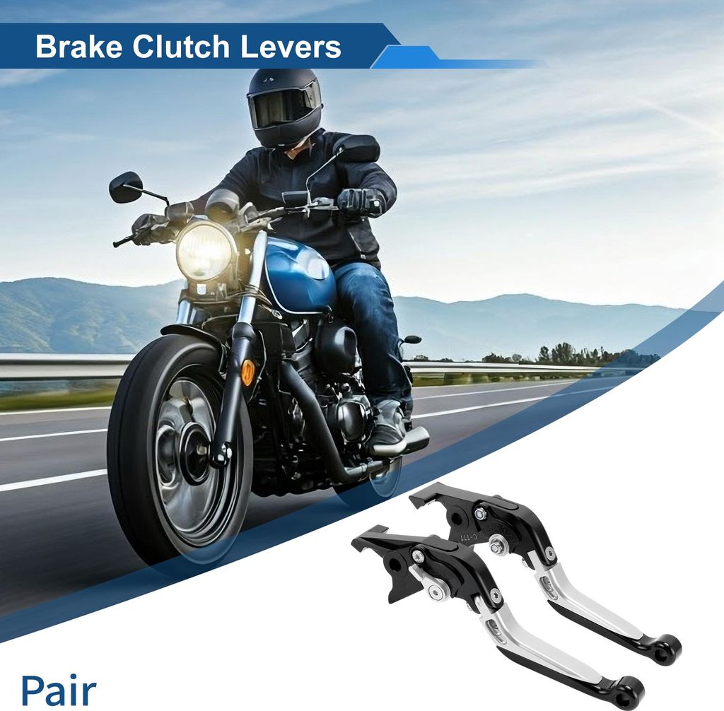 Kurze Lange Brems- und Kupplungshebel für Kawasaki ZX7R/ZX7RR 89-03 Verstellbare Motorrad Lenker Bremshebel Aluminiumlegierung Schwarz Kopf Silber...