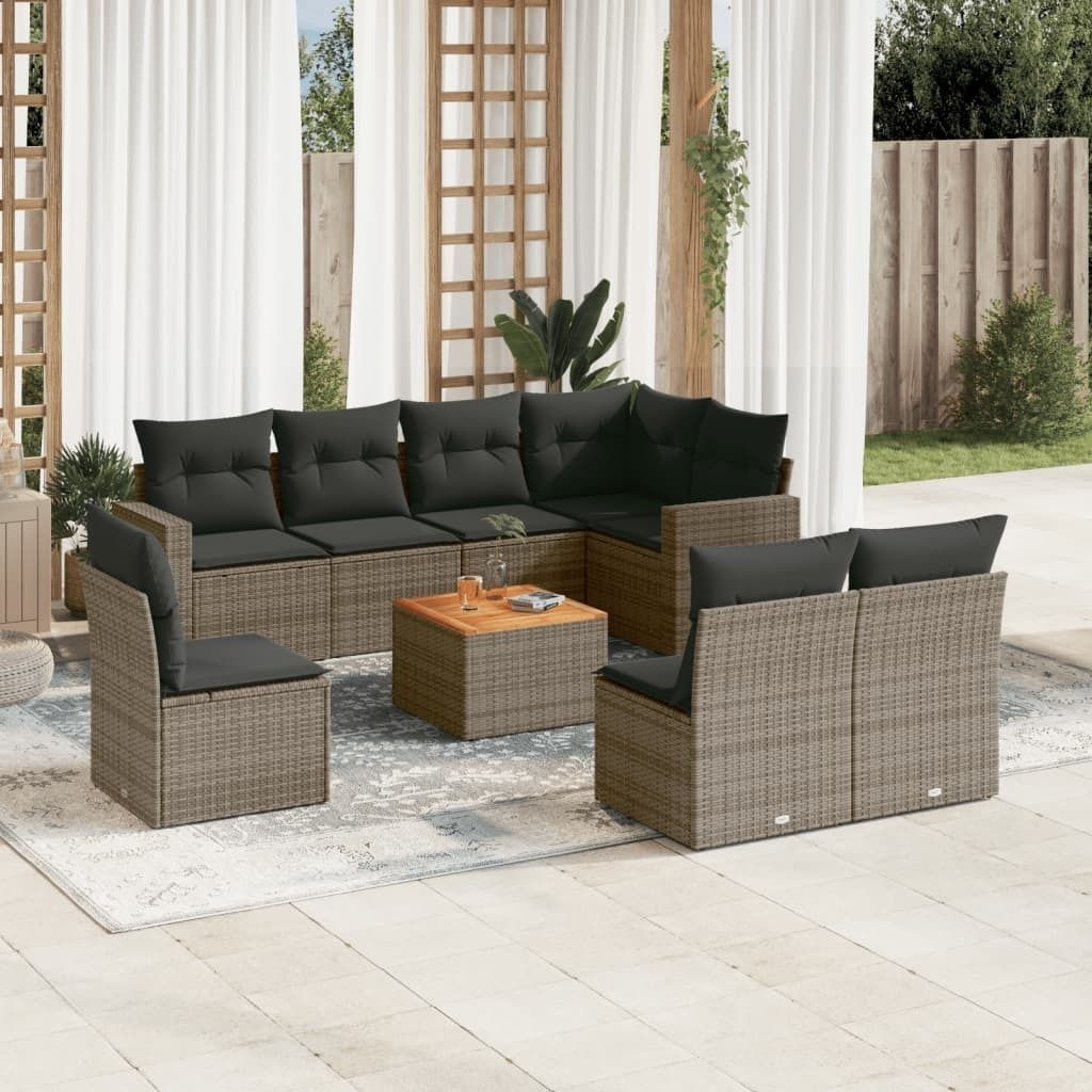 Maison Exclusive - 9-tlg. Garten-Sofagarnitur mit Kissen Grau Poly Rattan