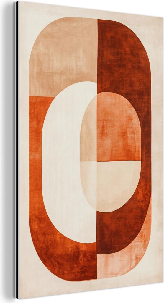 MuchoWow Wanddekoration Metall Metallbild Wandkunst 80x120 cm Illustration - Abstrakt - Formen - Rot MuchoWow Aluminium Gemälde - Bilder
