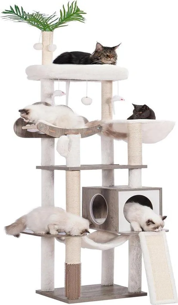 Enclos chat autonettoyant Kat Condo avec balle, hamac et feuilles déco