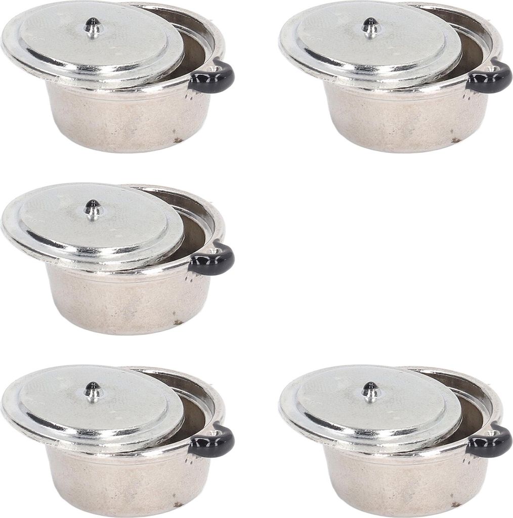 5Set Mini Suppentopf Modell Simulierte Kochspielzeug Küche Geschirr für 1:12 Puppenhaus Big