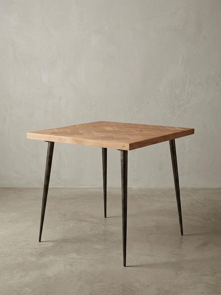 Esszimmertisch 80x76x80 cm Massivholz Akazie / Metall Industrial, Esstisch Massiv Klein, Küchentisch Holztisch Esszimmer, Kleiner Speisetisch Holz...