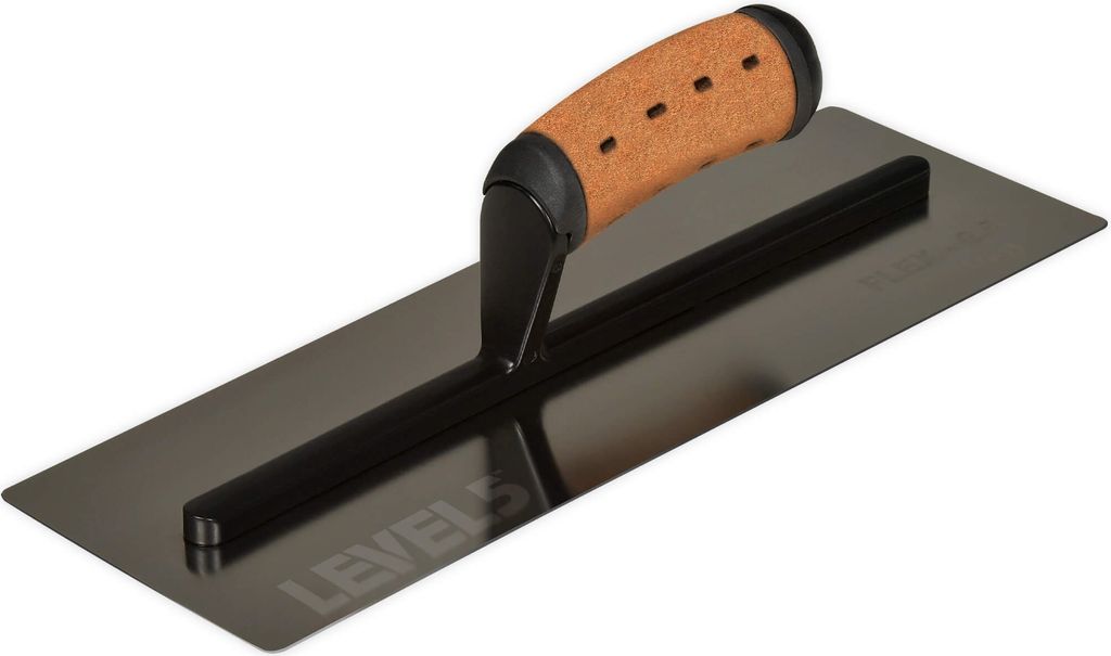 LEVEL5 Glätt- Gipserkelle 14" EStahl Ledergriff 0,5mm gebogene Klinge 4-989