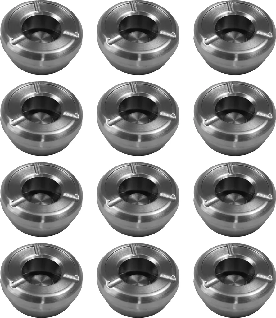Cendrier Extérieur Anti-vent Inox ø 9,8cm avec Couvercle - Pack de 12